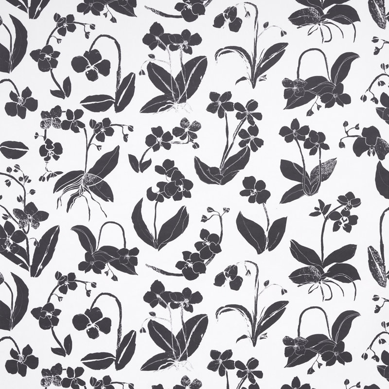Schumacher x Hera Ford Orchids Have Dreams Wallpaper, Soft Black