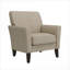 Chaise avec accoudoirs rembourrés et bouclés à finition beige, assise compacte capitonnée avec pieds en bois massif pour les petits espaces-1788048323