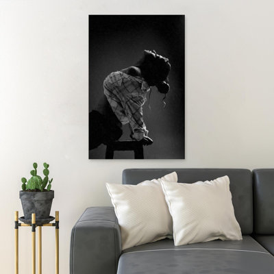 " Man and Woman Kissing During Night Time " Graphic Art Painting