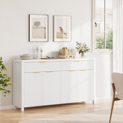 Élégant buffet Water Ripple - petit espace de rangement, charnières à fermeture en douceur et tablettes réglables pour le rangement du vestibule, rangement de cuisine, meuble télé, mobilier de luxe abordable