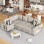 Canapé-lit modulaire en forme de U de 109 po avec deux ports USB, une méridienne de rangement et quatre coussins de dossier pour le salon, beige