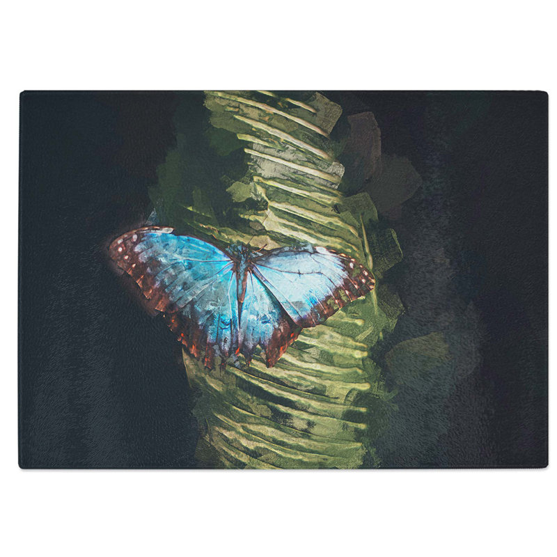 Tempered Glass Butterfly Chopping Board, 39 cm W x 28.5 cm L