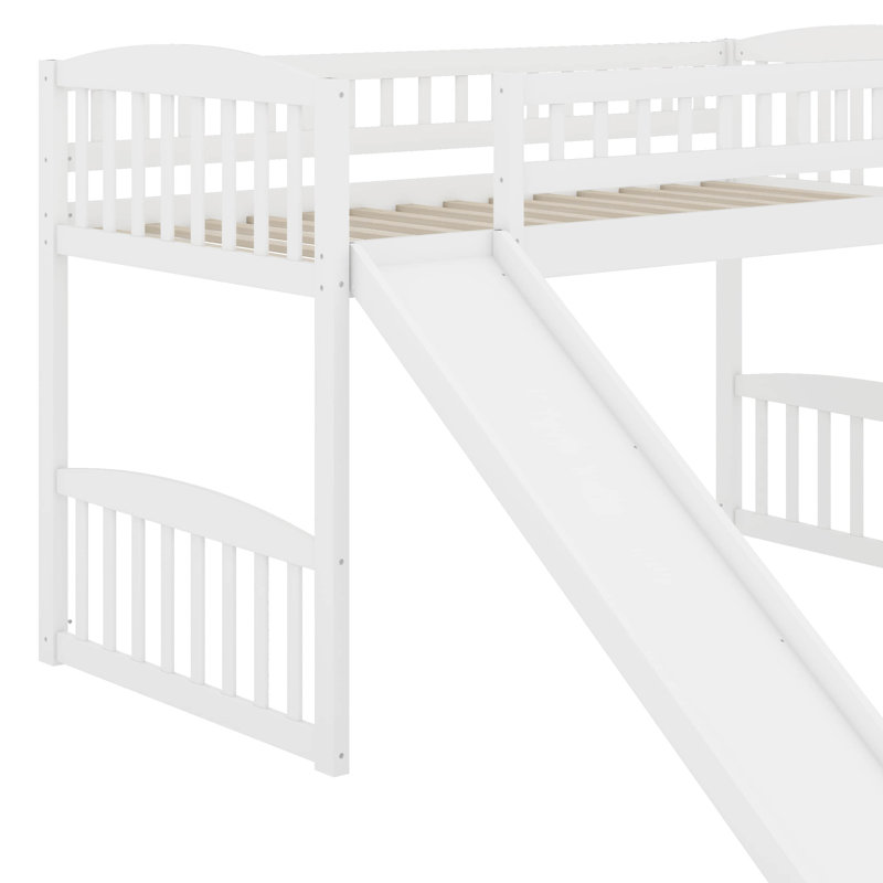 Lit mezzanine simple avec glissoire et échelle, Blanc