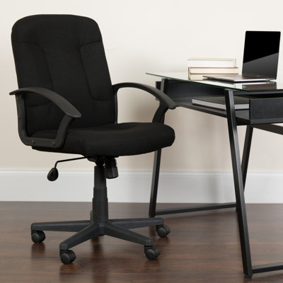 Mid-Back Fabric Executive Swivel Office Chair with Nylon Arms