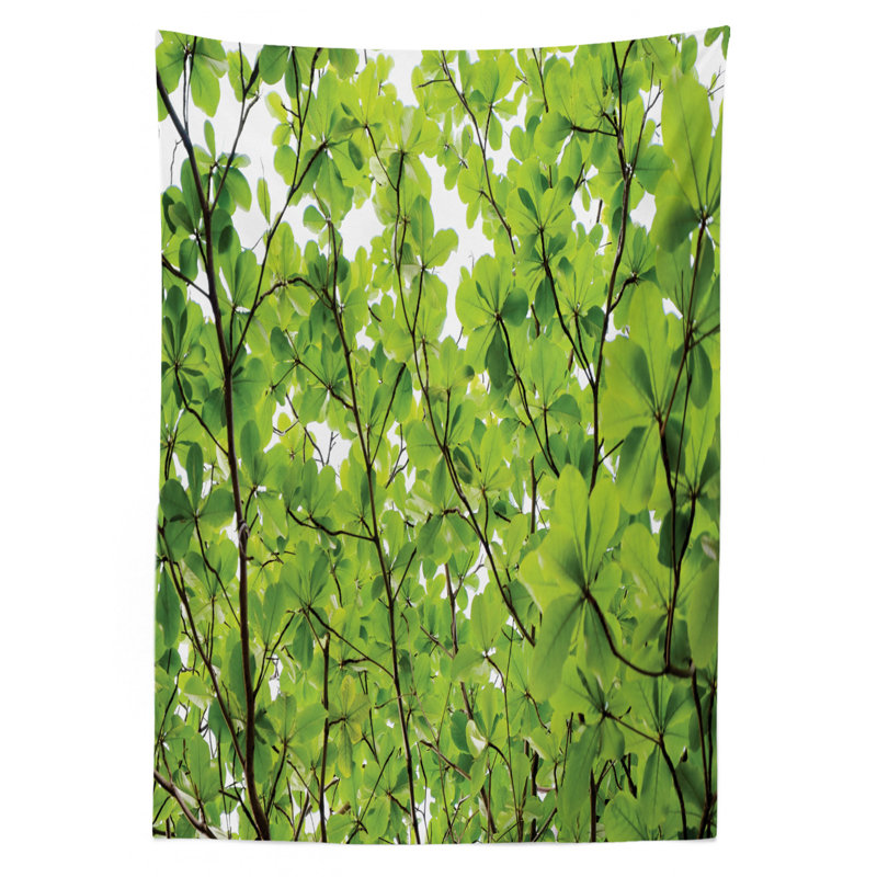 Nappe Leaves, gros plan, feuilles d'arbre d'un angle de soulèvement, plante haute, été, environnement, frais, housse de table rectangulaire pour décoration de cuisine de salle à manger, 52 po x 70 po, vert