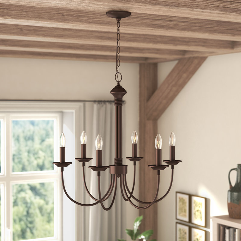 Lustre empire à 5 lumières de style bougie Richeson, Bronze huilé