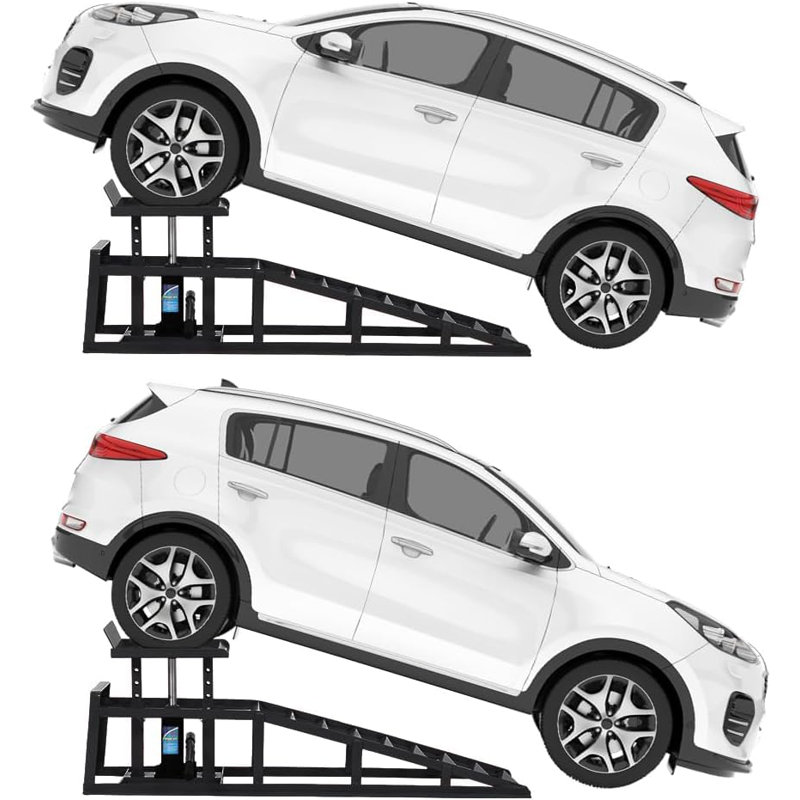 Rampes hydrauliques pour voiture (lot de 2), capacité de 5 tonnes (11 000 lb), hauteur de levage réglable de 25 à 41 cm (9,8 à 16,21 po), acier robuste, conception antidérapante