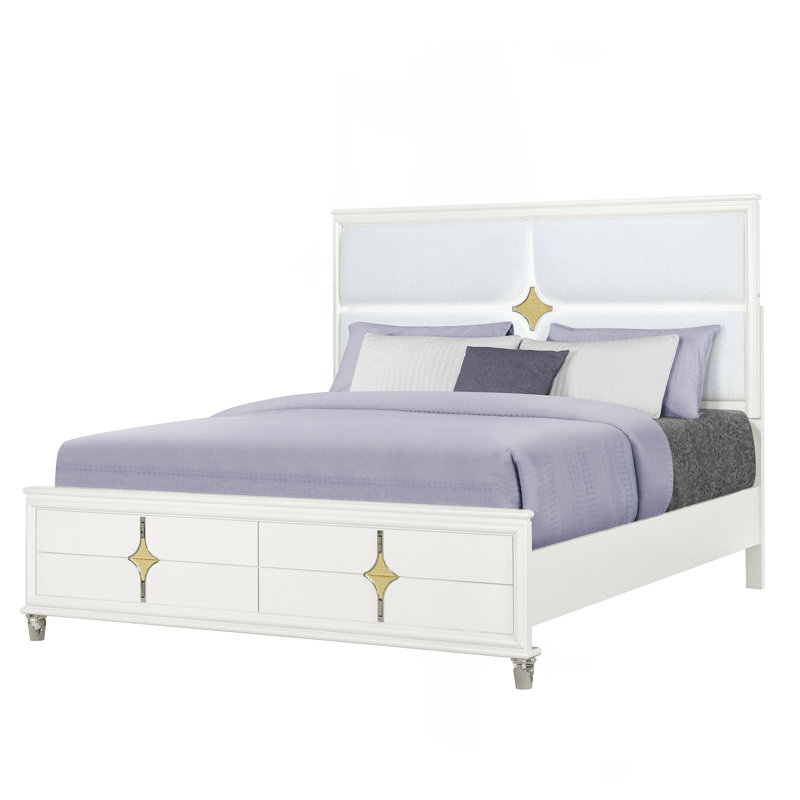 URIUNI GOLD QUEEN BED WITH LED, Queen