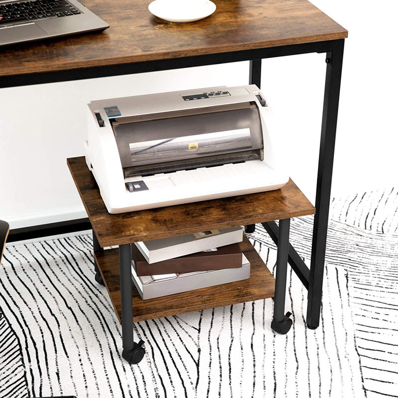 14.4'' H X 19.1'' W Under Desk Mobile Printer Stand,  Brown