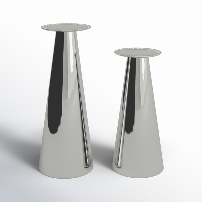 11'' H Stainless Steel Tabletop Candlestick, Silver