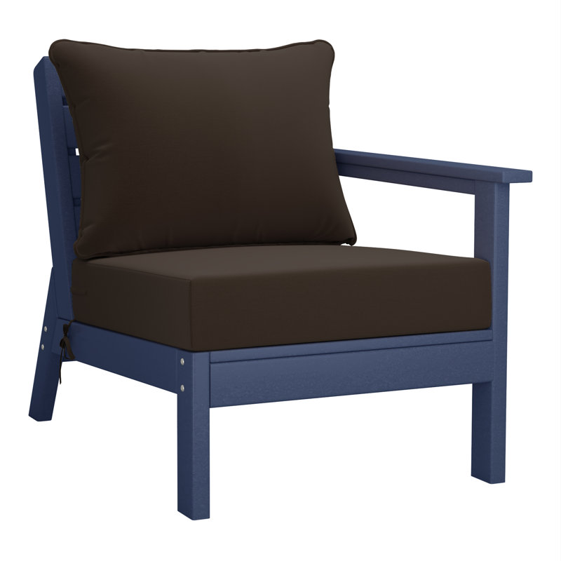 Deep Seating Set With Cushions, Navy Blue, Brown