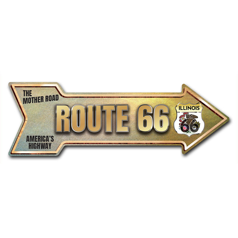 Decal-999635_Route 66 - Décalcomanie amusante flèche de l'Illinois 18 po de large, H 12 po x l 36 po x P 1 po