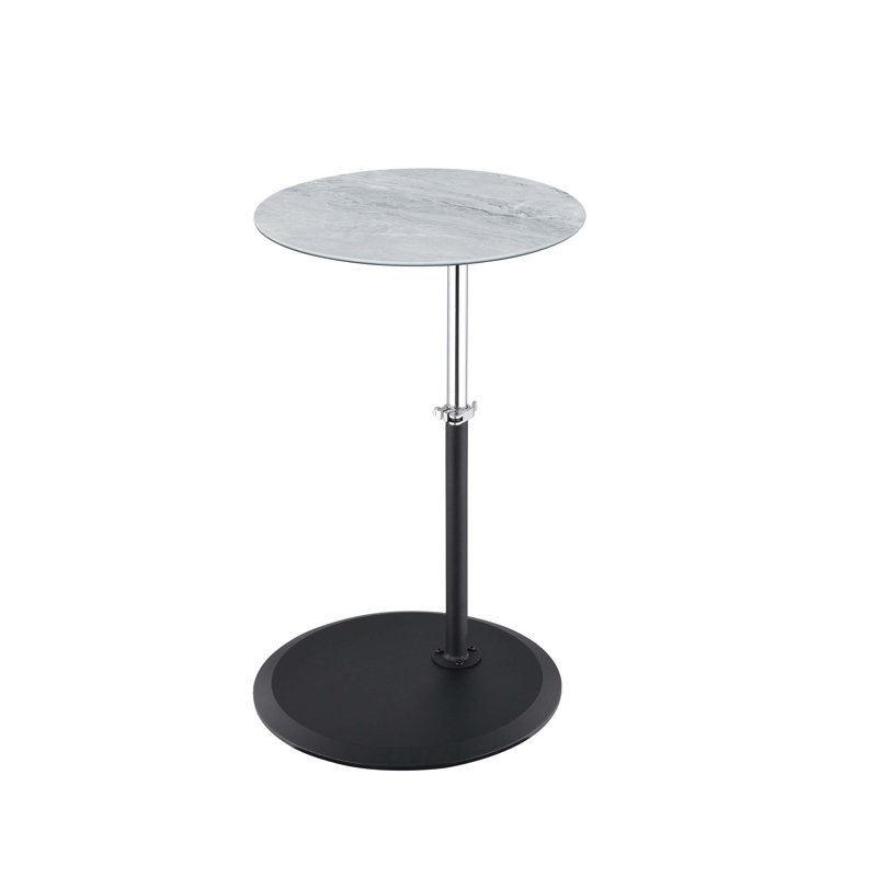 Orbit 15.5" End Table with Height Adjustable Marble Textured Top, Gray
