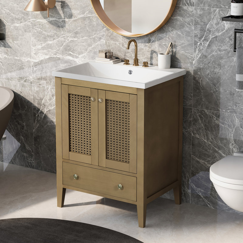 Ensemble de meuble-lavabo simple 24 po avec plateau en céramique Ashawni