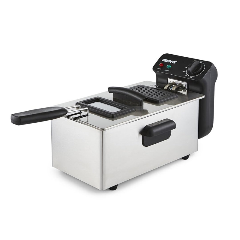 GEEPAS 3L Deep Fat Fryer Adjustable Temperature Control Stainless Steel 2100W