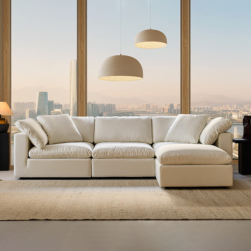 Canapés modulaires 3 places et 1 repose-pieds, Beige