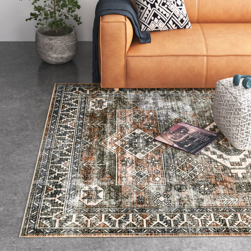 Bowie SpinClean Machine Washable Tribal Pattern Area Rug, Rectangle 5' x 8'