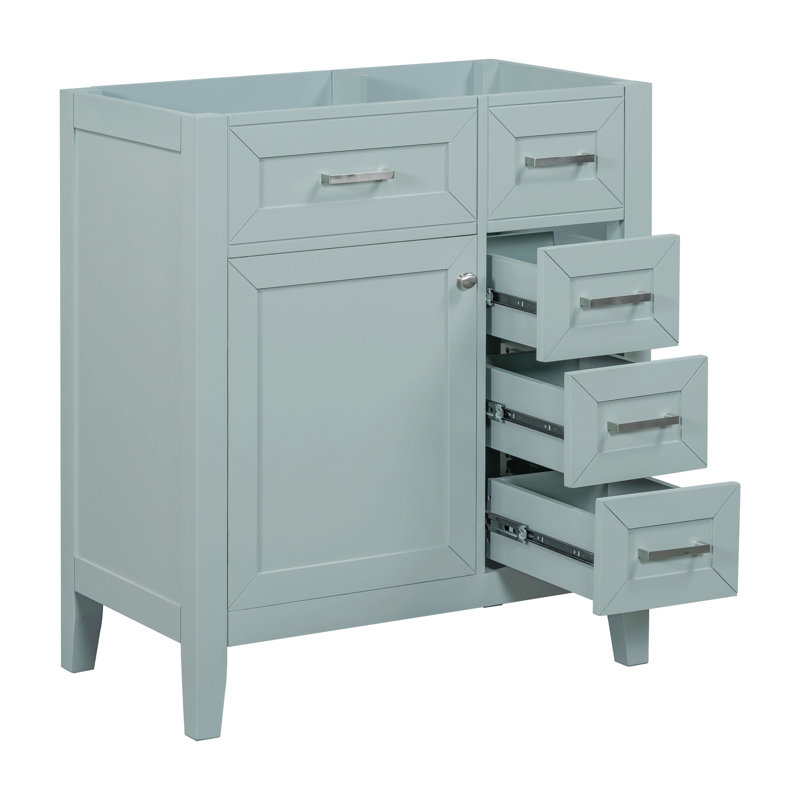 Meuble-lavabo de 30 po sans lavabo, base d'armoire seulement, armoire de salle de bain avec tiroirs, structure solide et panneau en bois aggloméré