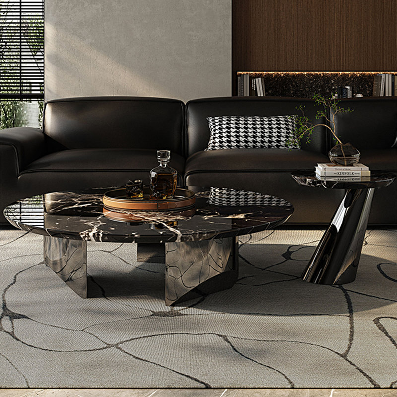 Table basse moderne simple ronde en marbre