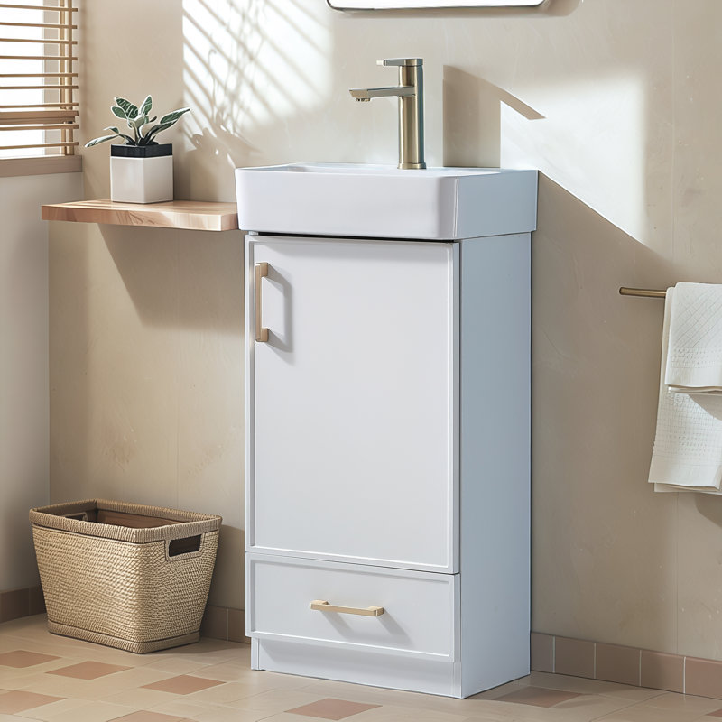 18'' Modern Free-Standing Single Bathroom Vanity Set, White