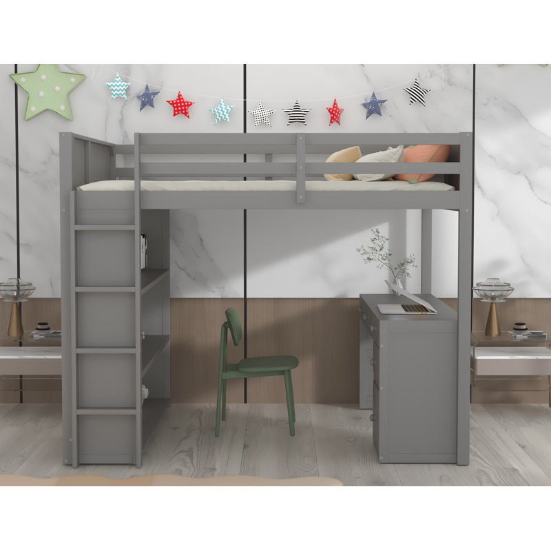 Lit mezzanine double Jaylee par Harriet Bee, gris