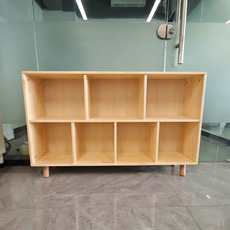 Bibliothèque en bois, bibliothèque à 2 niveaux, 7 compartiments de rangement, bibliothèque ouverte avec pieds pour le bureau personnel, le salon, le bureau