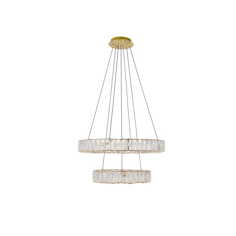 Lustre ovale en cristal 2 lumières Steveson, H 12 po x l 24 po x P 24 po, Or