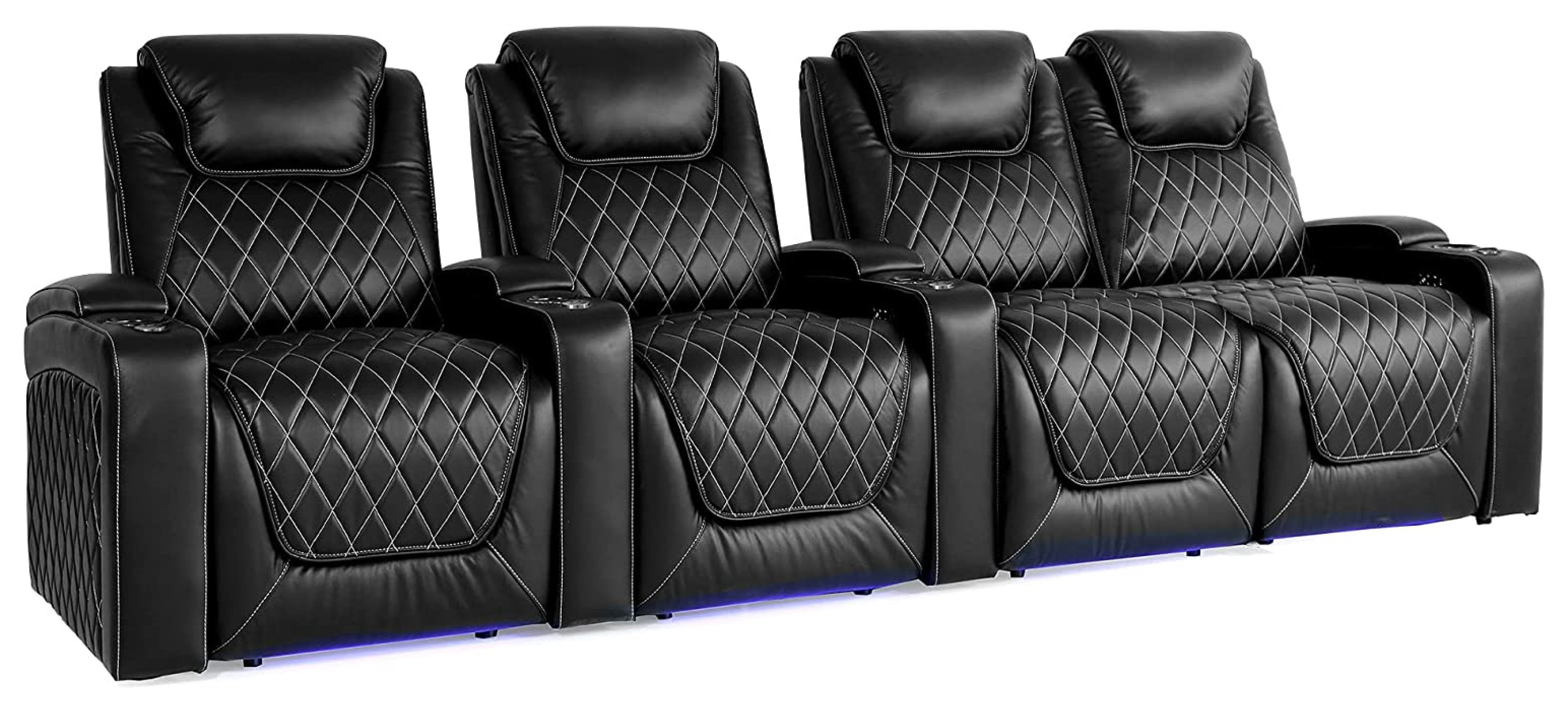 Valencia Oslo Single Home Theater Seat - Top Grain Italian Nappa Leather, Power Recliner & Headrest, LED Lights (Black) - View #9