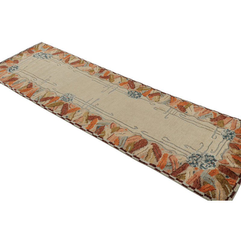 Art Deco Hand Knotted Wool Geometric Area Rug, Rectangle 10' x 14'