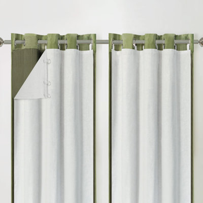 100% Blackout Curtain Liners for Bedroom Noice Reducing Thermal Insulated Liners for Living Room with 18 Pcs Rings 2 Panels Set