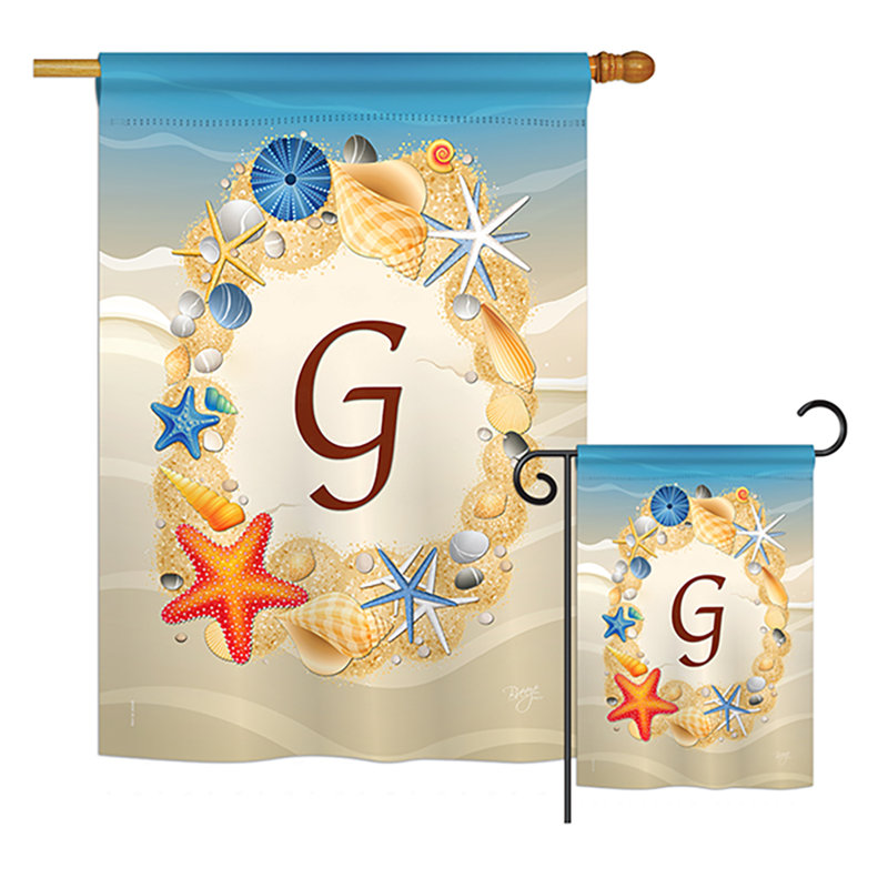 Ensemble de drapeaux verticaux en polyester à 2 côtés Renteria Summer G Initiales Impressions, G
