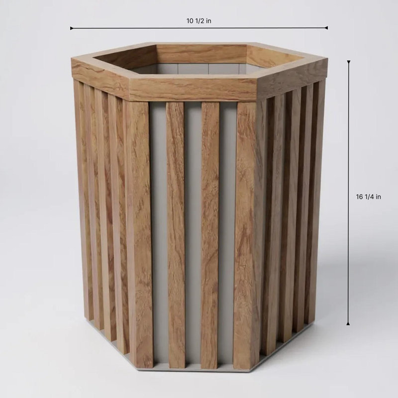 Hexagon Column Planter, Chestnut, 16.25" H x 10.5" W x 9.13" D