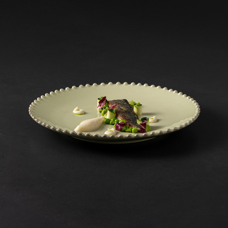 Pearl Handmade Stoneware Dinner Plate, Lilly Green