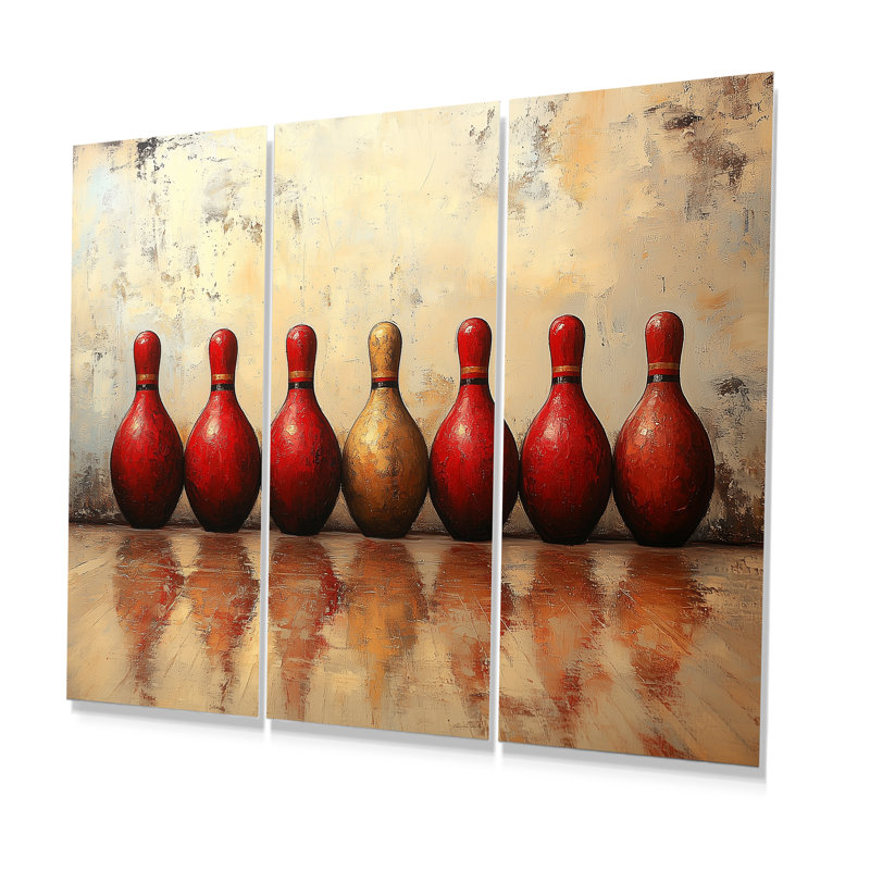 Jeu de quilles rouge et or - jeu de quilles parfait, Toile avec cadre flottant noir, H 32 po x l 48 po x P 1 po