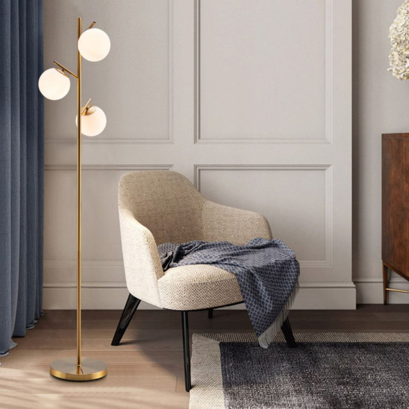 3-Globe Floor Lamp With Foot Switch And Bulb Bases