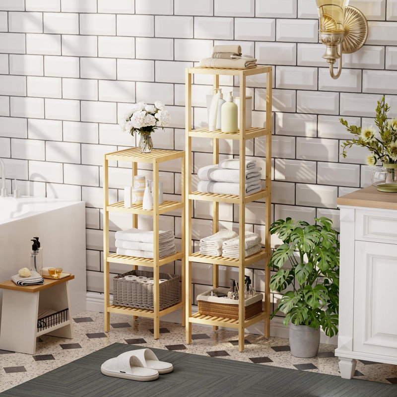 Vallarie Bamboo Bathroom Shelves, Natural / unfinished
