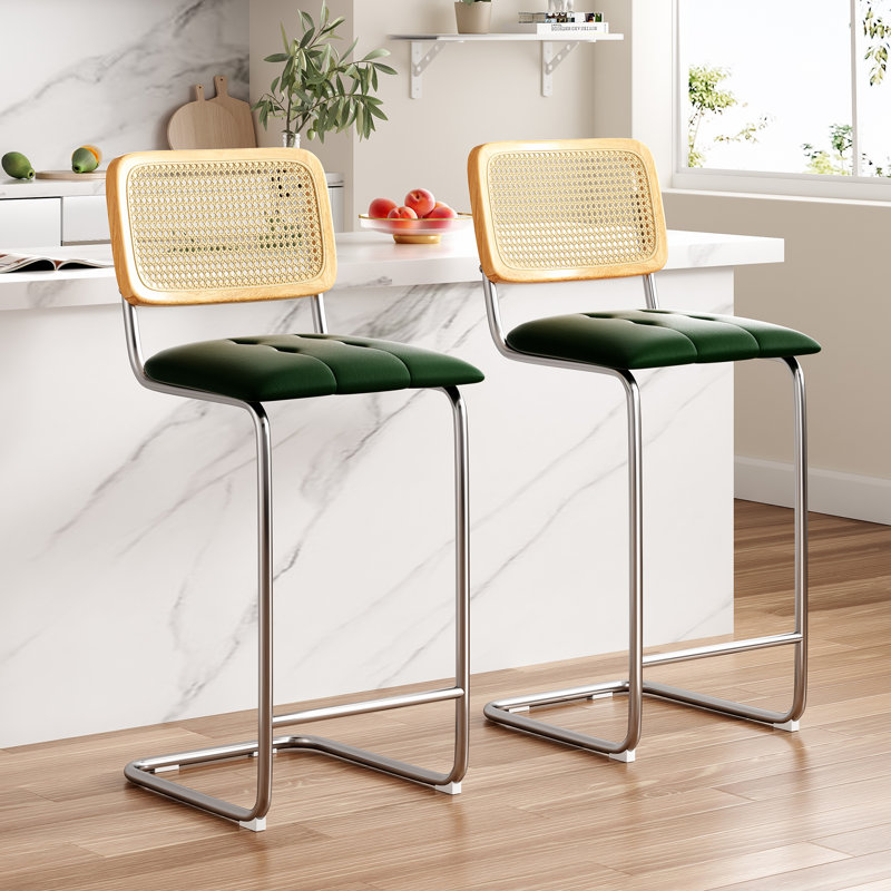 Tabouret de bar et de comptoir Baur, Argenté, Vert, Tabouret de bar (siège d'une hauteur de 30 po)