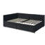 Pleine grandeur, velours, cadre de lit, design, deux tiroirs de rangement, corps de lit confortable et ajustable, lit de jour rembourré noir avec décoration de chambre à coucher et moderne pour une utilisation