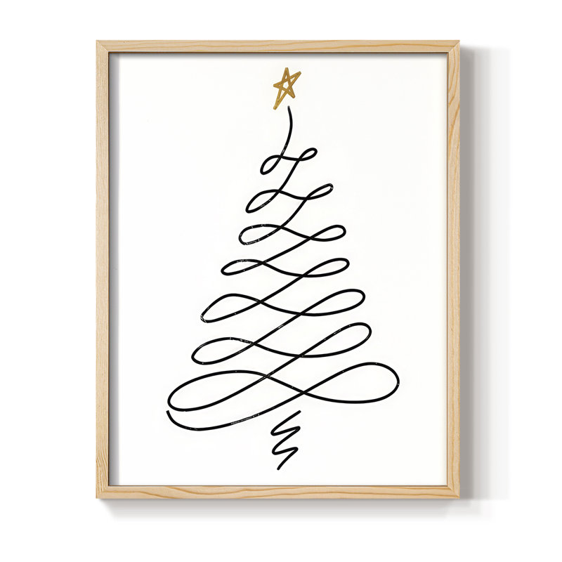 Arbre de Noël III, reproduction encadrée - bois massif, Naturel, H 11 po x l 9 po
