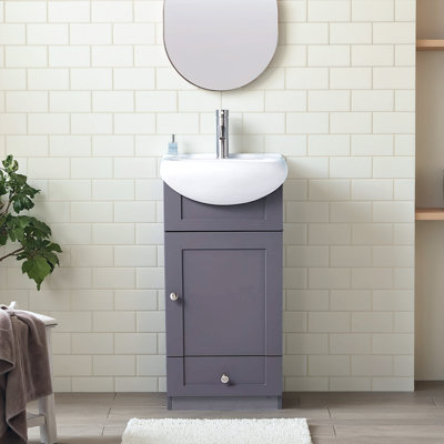 18" Mini Single Bathroom Vanity With Ceramic Top