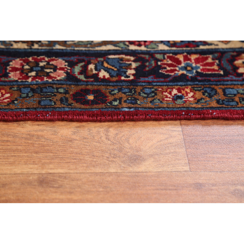 Tapis rouge en laine noué à la main de conception unique 1900S 10 pi 11 po x 16 pi 3 po