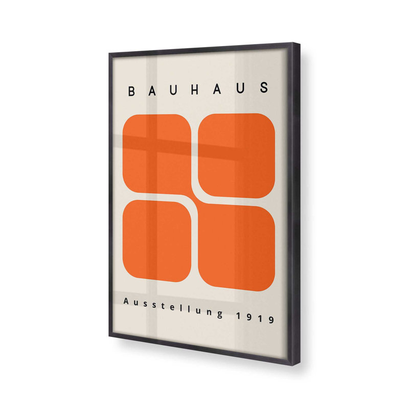Impression de blocs rétro Bauhaus 1919, Papier encadré en zinc patiné, H 17,25 po x l 13,25 po x P 1,25 po