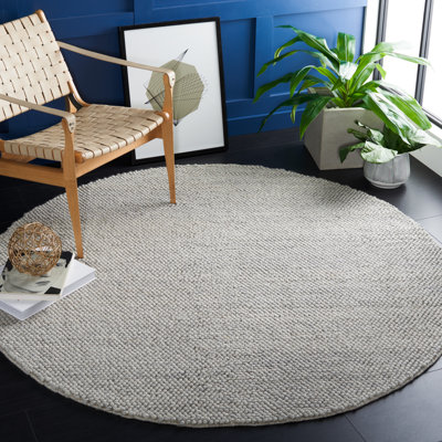 Almus Handmade Tufted Wool Silver Area Rug