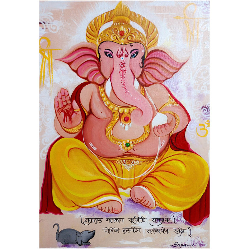 Lord Ganapati avec Modak | Acrylique sur toile | Par Sajan Dhal