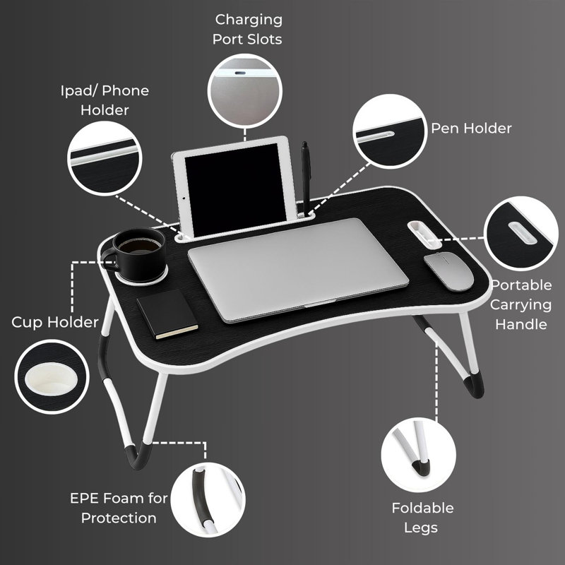 60cm Folding Table, Black