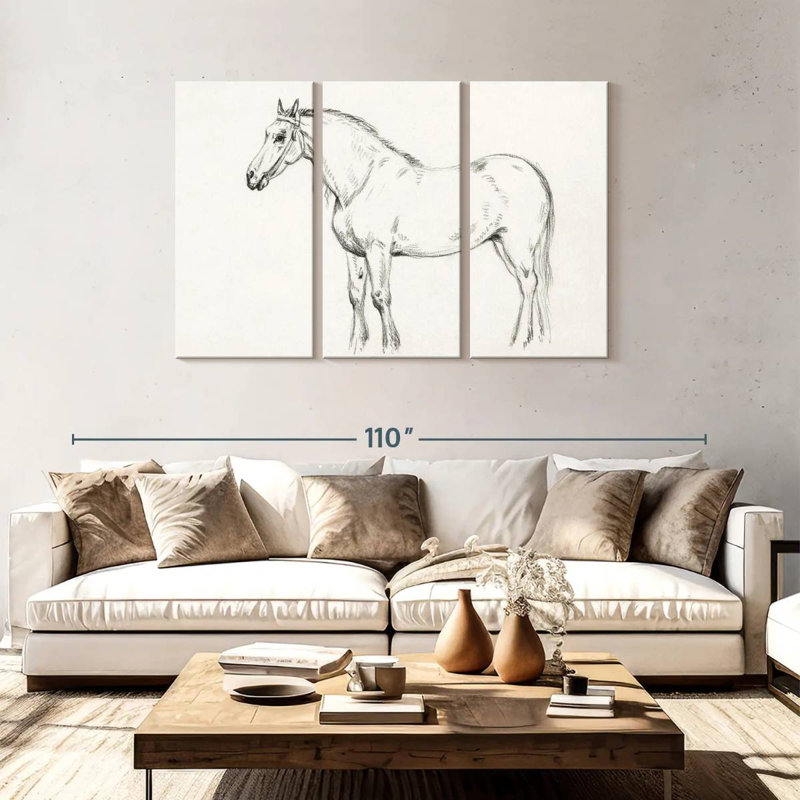 Brampt debout cheval 1818, H 48 po x l 74 po