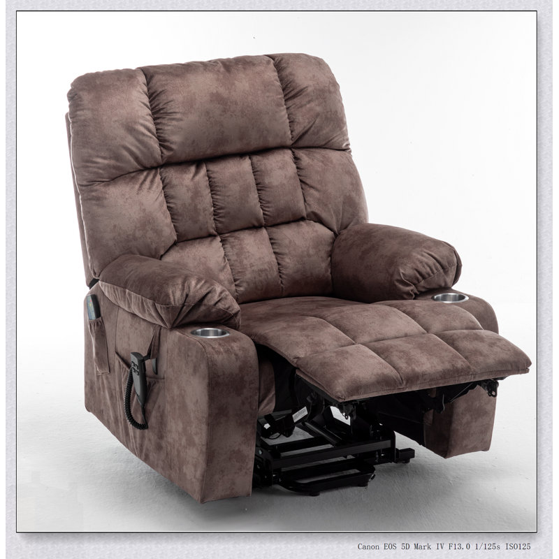 Fauteuil en mousse haute densité pour grand et grand avec chaleur, massage, poches, porte-gobelets et télécommandes doubles