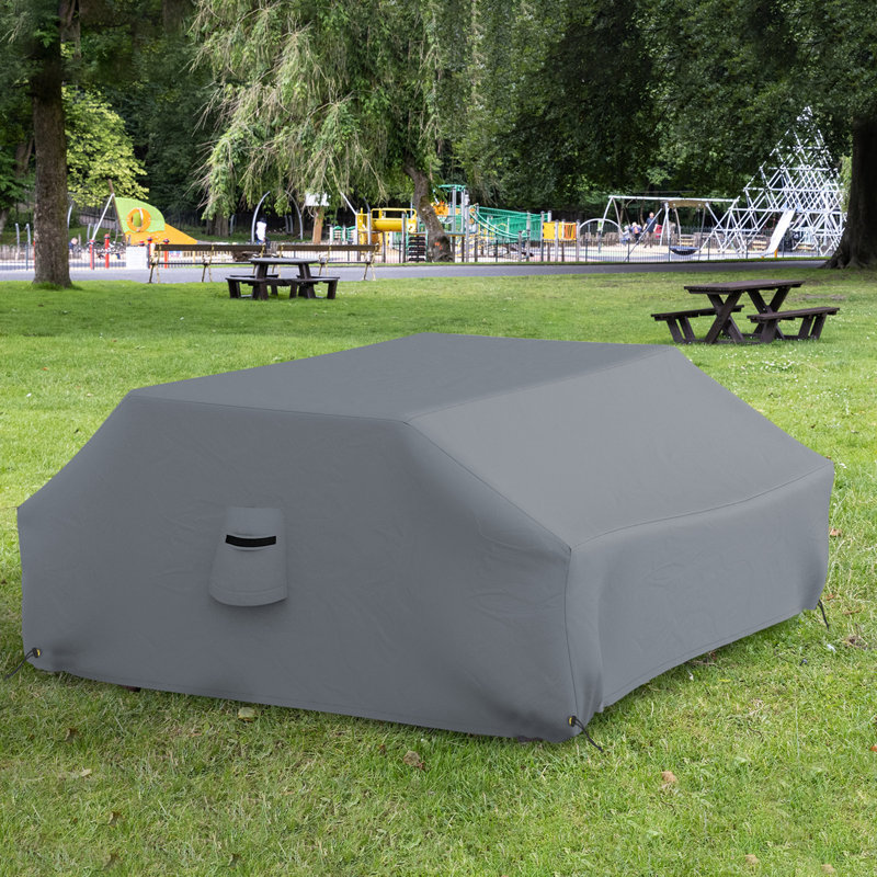 Heavy Duty Outdoor Waterproof Picnic Table Cover,All Weather Protection UVResistant Game Table Cover, Gray