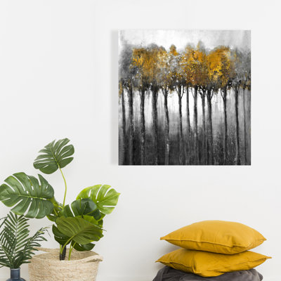 Toile illuminée forêt | Décor de salon paysage arbres