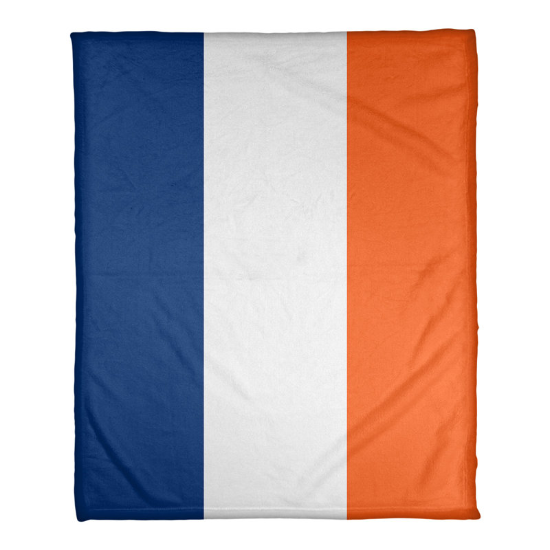 Jeté polaire baseball, New York, l 50 po x L 60 po, Bleu / Blanc / Orange
